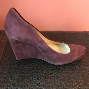 Halogen Plum suede wedge heels